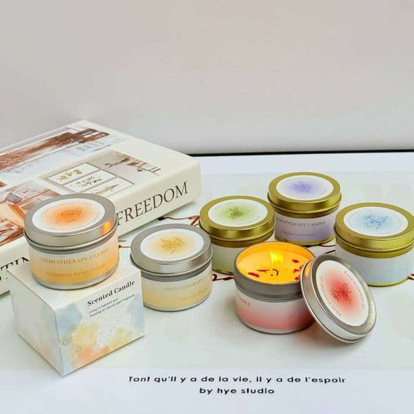 1Pc Dry Flower Scented Candle, 6Scents Rose Coconut Freesia Lime Soy Wax for Home/Office Fragrance Air Freshener Decoration Gift H260204