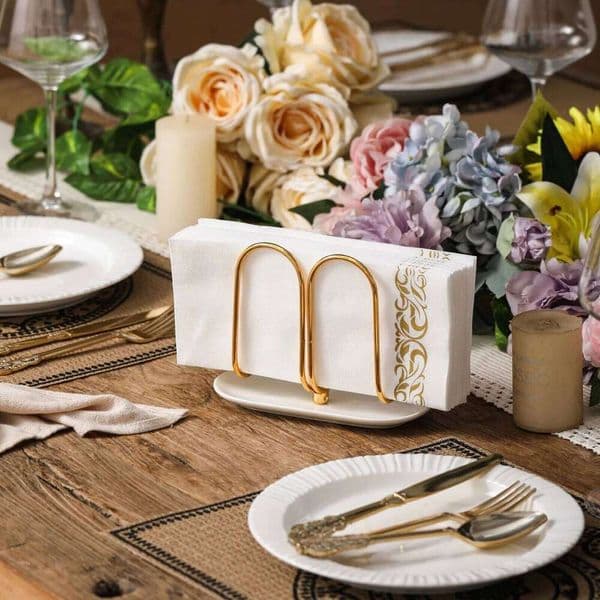Modern with Ceramic Base Vertical Disposable Hand Guest Towel Small Cocktail Napkin Holder 26Y0204