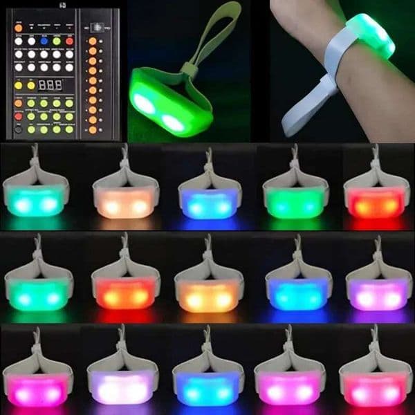 DMX Function LED Nylon Bracelet 15 RGB Color Changing Flashing Light Luminous Wristband Music Contro With 43Keys 1000 Meters Remote Controller For Party Event