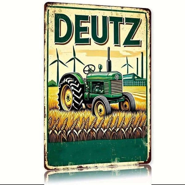 Vintage Deutz Tractor Metal Sign Rustic Wall Art for Home, Garden, Office & Outdoor Decor - Durable Iron Plaque with Vibrant 26Y0204
