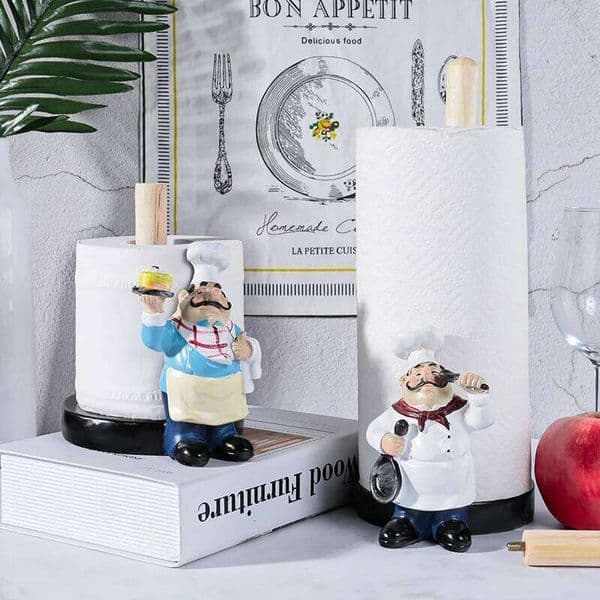 Designer art Chef Tissue Holder Resin Double-Layer Figurines Paper Towel Rack Creative Home Kitchen Cake Shop Restaurant Crafts Decoration Free Shipping 13 4