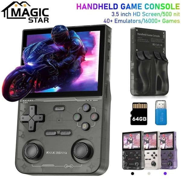 Retro Handheld Console, Built-in 16000 Game Emulator, 3.5 Inch IPS Screen Suitable Linux System, for PS1/PSP/DC/N64/SS J260204
