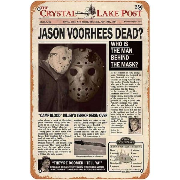 Jason Voorhees Dead Who Is The Man Behind Mask Decoration Sign For Home Vintage Metal Plaque Funny Tin -alum 26Y0204
