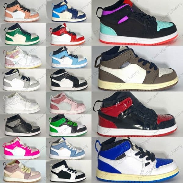 Kids Basketball Sport Shoes Boys Girls Toddlers Baby Sneakers Children Youth Trainers Black Red Mocha Chicago Blue White Light Smoke GretnL