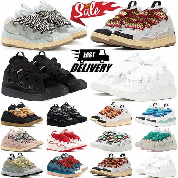 Fashion lavens Curb Leather Sneakers Dress Shoes For Men Women trainers Black White green teal Casual Platform Sneaker Graffiti Leopard Outdoor Trainers Size 35-47