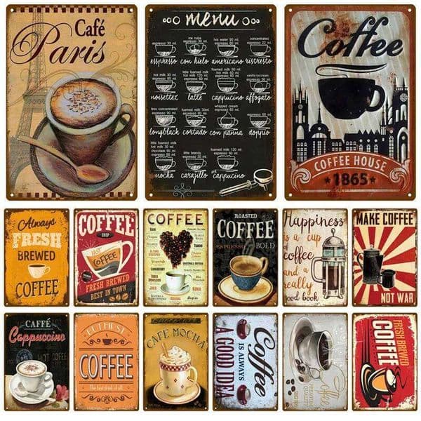 Decor Coffee Tin Sign Vintage Plaque Metal Plate Retro Wall Art Posters For Kitchen Bar Pub Iron Painting Decoration 26Y0203