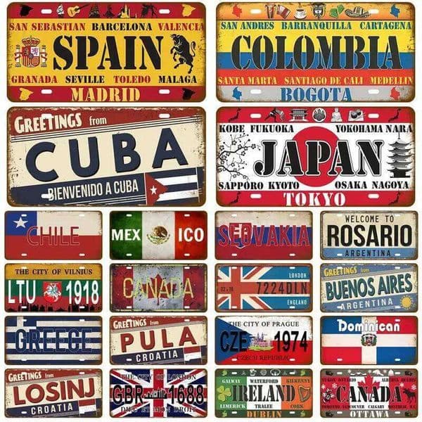 National Flag Metal Home Decor TinPlates Plate Plaque Tin Sign Vintage For Garage Bar Pub Living Room Wall Decoration Art 26Y0204