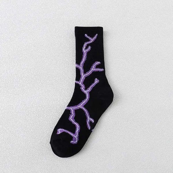 Harajuku Hip-Hop Street Sports Skate Socks Tie Dye Cotton Lightning Designer Happy White Socks Women Y260204ab