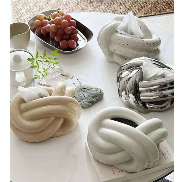 New style Tissue Box Extractor Knot Wool Ball Winding Paper Towel Desktop Storage Ceramic Ornaments Napkin Holder 26H0204