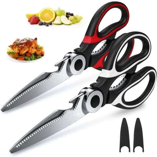 Kitchen Food Scissors Stainless Steel With Lid Chicken Fish Cut Vegetables Roast Broiler Bone Can Be Opened To Clip Walnuts Tool 26H0204