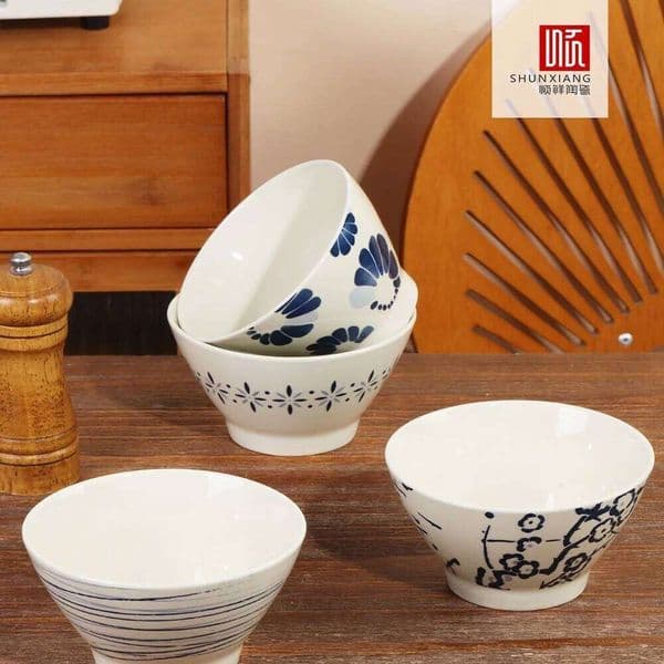SOLECASA Creative Ceramic Rice Set Floral Print Noodle Fruit Yogurt Salad Bowl Kitchen Tableware Gift Box 26W0204