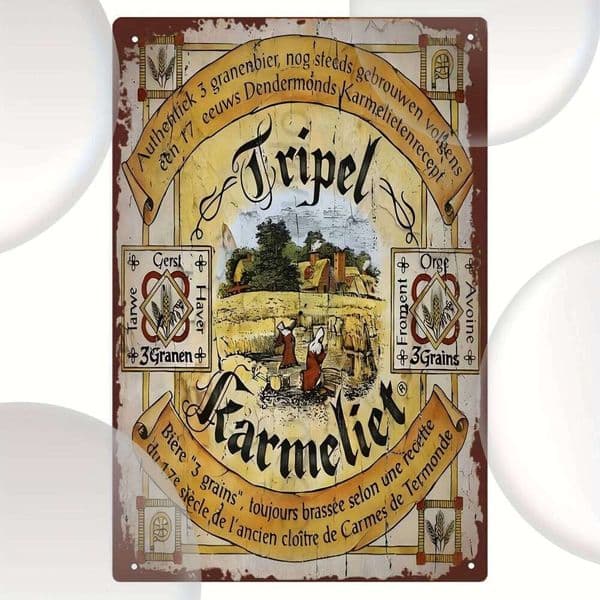 Tripel Karmeliet Beer Vintage Metal Tin Sign - Perfect for Man Cave, Bar, Cafe, or Garage Decor, es 26Y0204