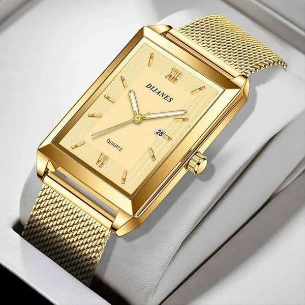 Mens Fashion Sports Watches Simple Men Luxury Gold Business Ultra Thin Stainless Steel Mesh Belt Quartz Watch 26Y0204