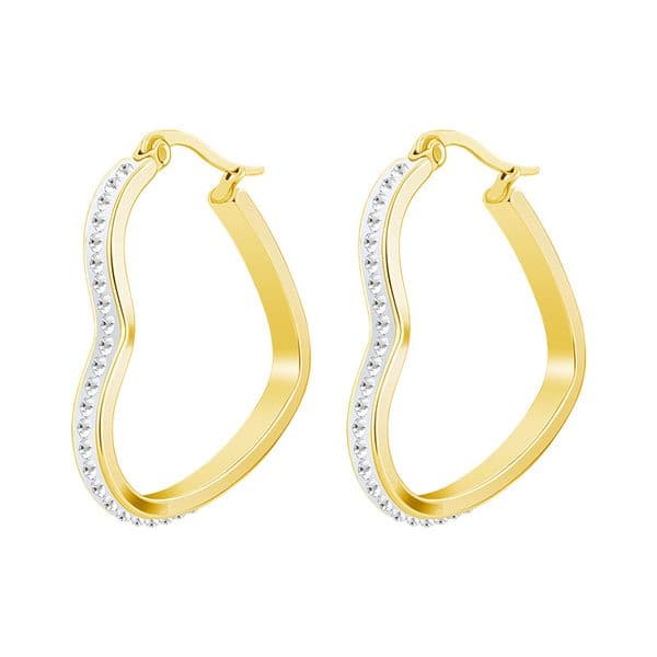 18k Gold Plated Love Heart Earrings for Women Crystal Diamond Large Statement Chunky Hoop Earrings Ear Cuff Hypoallergenic Jewelry Gift for Wife Mother Birthday
