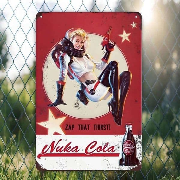 1pc Nuka Cola "Zap That Thirst" Vintage Metal Wall Art - Retro Decorative Sign for Home, Office, or Bar 26Y0203