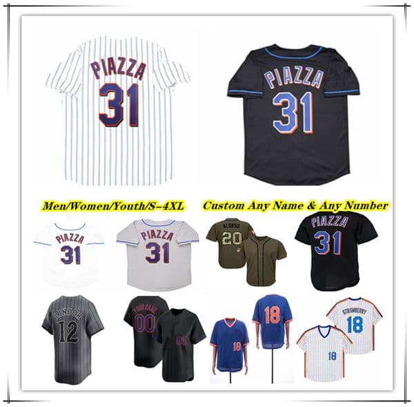 2000 Throwback WS Baseball Jersey 31 Mike Piazza 13 Edgar Alfonzo 22 Al Leiter 24 Rickey Henderson 4 Robin Ventura 32 Mike Hampton Black White Grey Sewn Retro Shirts 4XL