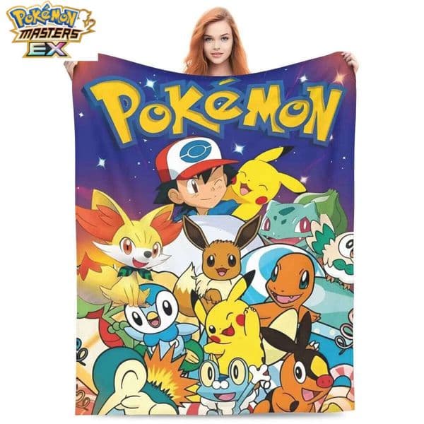 Cute Pokemoned Knitted Coral Fleece Plush Anime Cartoon Super Soft Throw Blanket for Airplane Travel Bed Rug L260204
