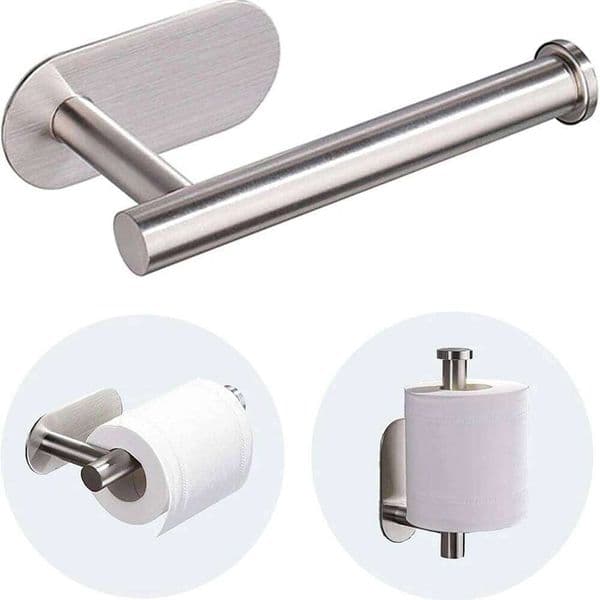 1 Stainless Steel Non-Punching Wall Hanging Roll Rack, Kitchen, Bathroom, Wall, Paper Towel Storage Rack 26Y0204