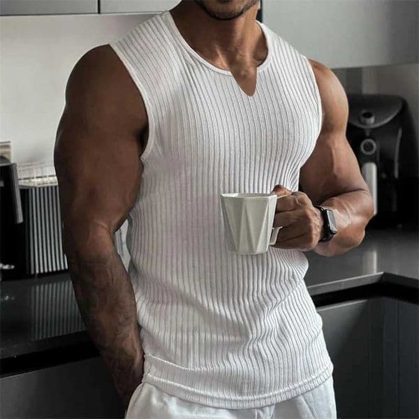 Fashion 2024 Summer new men V-neck Vest stripe gym Tank top Men Fitness sleeveless shirt Sports Undershirt Gyms clothing Training vest Y251129