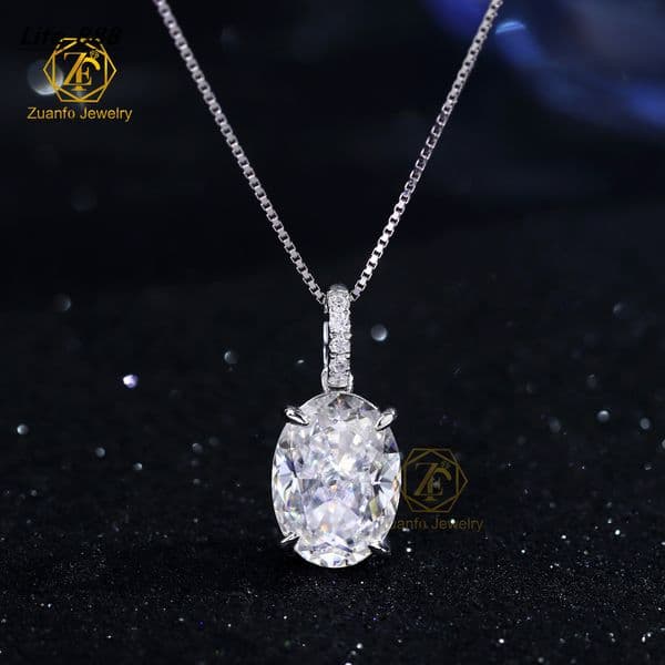 IGI CVD HPHT Fine Jewelry Lab Diamond Pendant 10K 14K 18K White Gold 1CT-4CT Oval Shape Lab Grown Diamond Solitaire Pendant