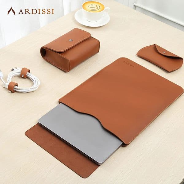 Laptop Sleeve Case Pouch for Mac Book iPad Air M1 M2 13 3 14 2 15 6 16 Pro 12 9 11 Inch Cover Bag Set Vegan Leather 260124