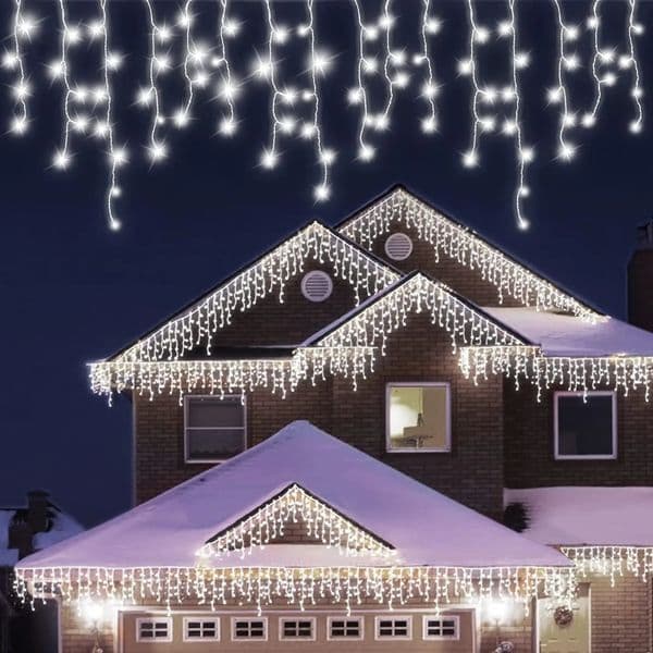 Christmas Decorations 2025 LED Curtain Lights 8 Modes 5-25m Outdoor Icicle Lights EU/US Plug In Street Festoon For House Decors 260202BJ
