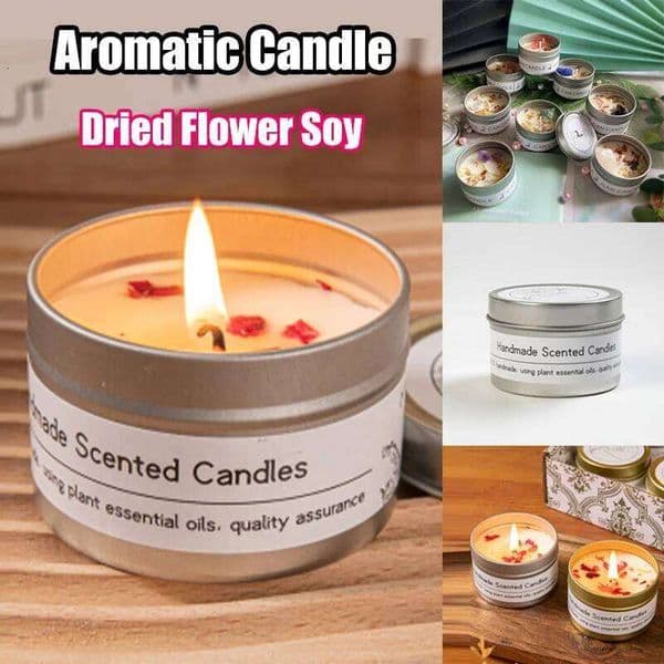 Canned Aromatic Dried Flower Soy Candle Ornament Home Wedding Party Room Office Fragrance Wax Scented Decorations Festival Gifts H260204