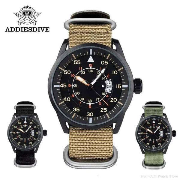 ADDIESDIVE Quartz Watch For Men MY-JD1508 Sports Hardlex Dial Window 50M Waterproof Nylon Strap Relogio Masculino 26Y0204