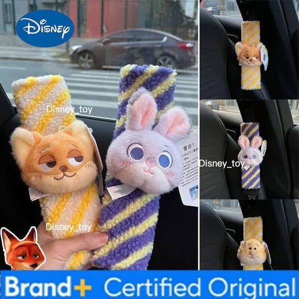 Disney Zootopia Plush Seat Shoulder Anime Decompression Comfort Car Accessories Creative Safety Belt Protective Cover H260204