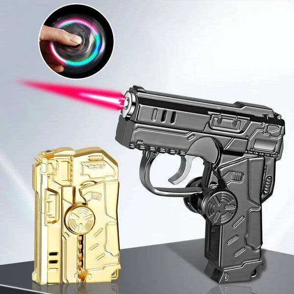 New Cool Gyro Folding Pistol Gas Lighter Fingertip Windproof Gift for Boyfriend Creative and Fun Decompression S260207