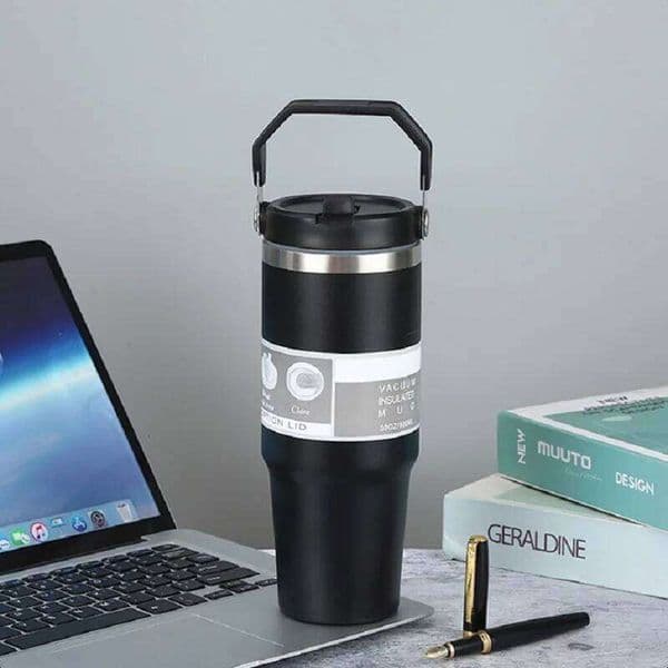 Double Wall Vacuum Insulated Stainless Steel Tumbler with Straw - Large Capacity Portable Travel Mug, Car Cup Holder Friendly, L 26L0205