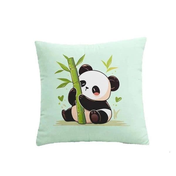 Square cushion pillowcase with bamboo panda print decoration for bedroom and living room
