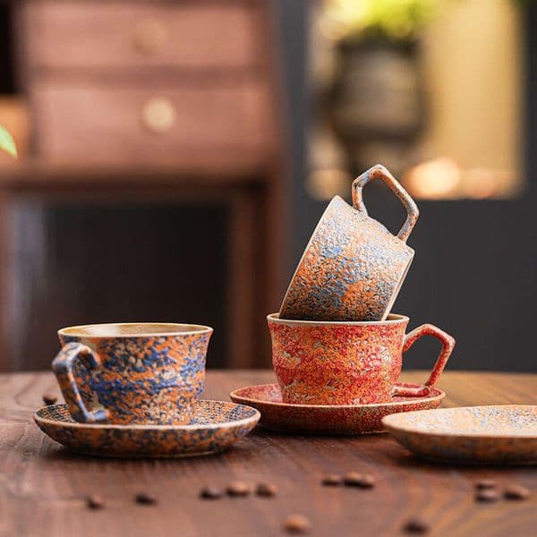 Nordic Style Ceramic Coffee Cup And Saucer, Light Luxury High-End Feel, Latte Art, Afternoon Tea Cup, High Aesthetic Custom Logo B5