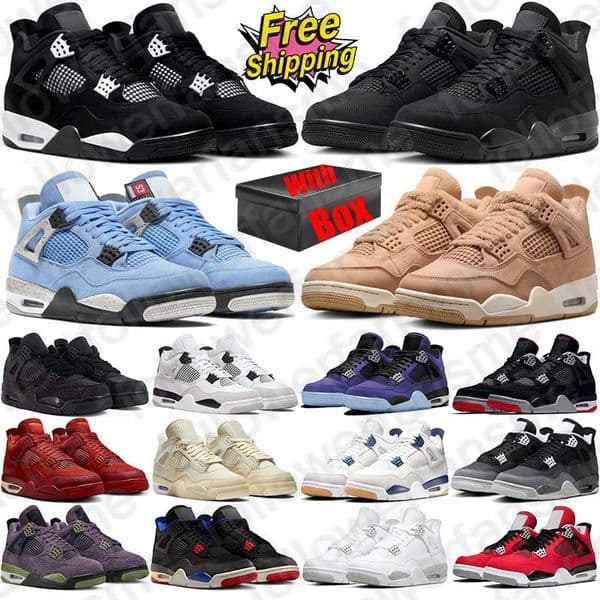 Free Shipping With Box Designer Basketball 4 4s Shoes 2025 Black Cat sneakers for mens womens trainers Sports outdoor quality