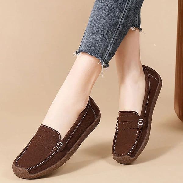Suede Leather Shoes Woman Slip On Women Flats Moccasins Womens Loafers Spring Autumn Mother Shoes Big Size 44 WSH5357 260204BJ