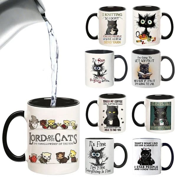 11oz Lord Of The Cats Mug The Furrllowship Of The Ring Cat Lovers Coffee Mug Ceramic Tea Cup for Coffee Tea and Drinks Gift 260128