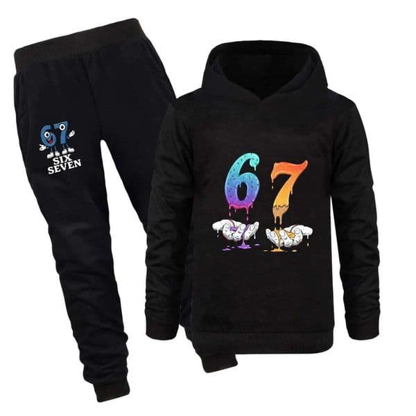 Six Seven Steal A Brainrot 67 Clothes Set Kids Cartoon Hooded Swetashirts Pants 2pcs Sets Toddler Girls Outfits Boys Sportsuits X260205