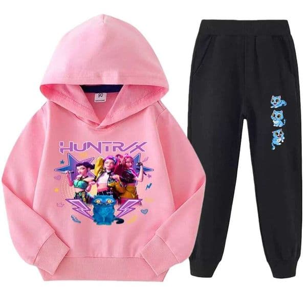 kpop demon hunters Kids sets Little Girls' Hunter Witch Club Hooded Sweatshirt and Pants Set X260205