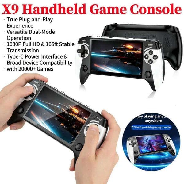 X9 Retro Game Console with 20000+ Games 1500mAh 5.5inch IPS Screen Mini Portable Handheld Video Player 1GB-128GB Type-C H260205