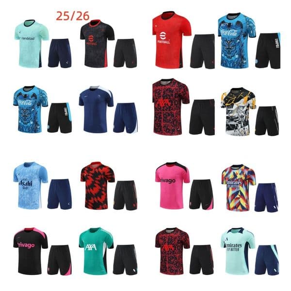 2024 2025 2026Short sleeved suit Men soccer tracksuit 24 25 26soccer jersey kids football training suit tracksuits survetement foot chandal jogging kits sets