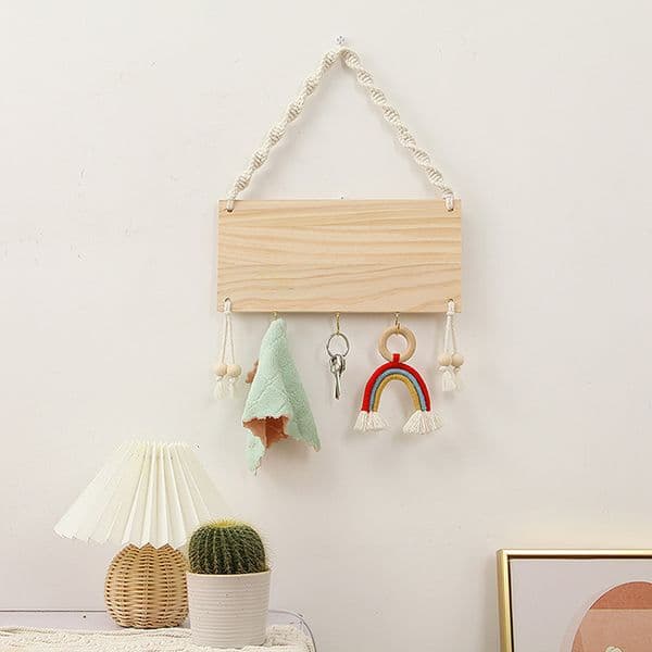 Farmhouse Large Macrame Still Life Pattern Wall Hanging Swing Rope Floating Shelf Wood Eco-friendly Wall Decor Storage Shelves