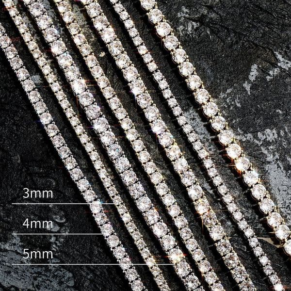 VVS Round Moissanite Necklace Custom Size Hip Hop Jewelry 925 Sterling Silver Moissanite Tennis Chain With