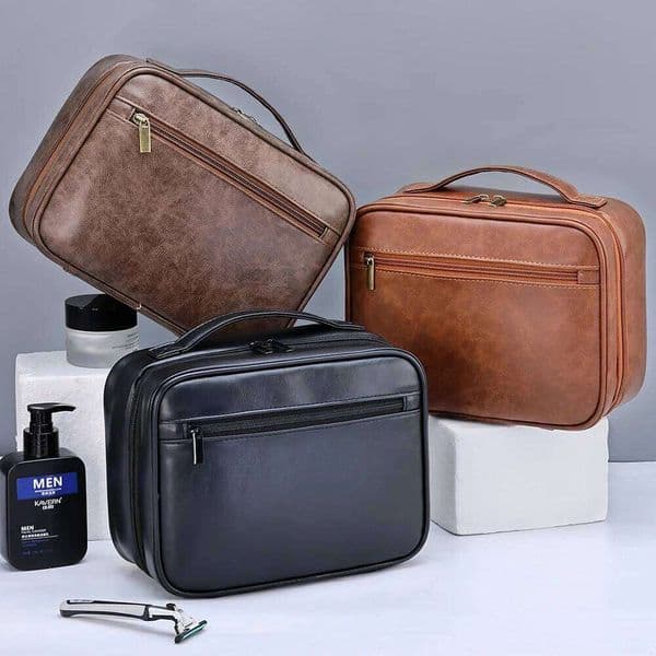 JTT Zipper PU Leather Men Business Portable Storage Toiletries Organizer Women Travel Cosmetic Bag Hanging Waterproof Wash Pouch 26W0205