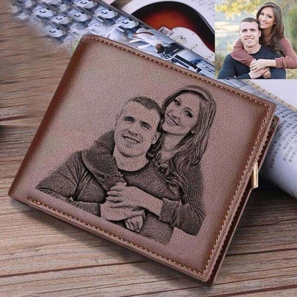 Engraved wallets for men Picture Trifold Short Ultra-thin Fashion Young Leather Wallet Money Clip Custom Photo Gift Z260205