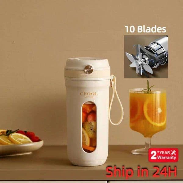 10 Blades Electric Portable Blender 350ML Fruit Mixers USB Rechargeable Smoothie Juicer Cup Squeezer Juice Maker 26H0204