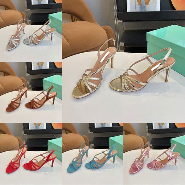 Luxury High Heels Designer Womens Talk To Me Sandals Fashion Slingback Shoes Party Wedding Dress Shoes Daily Wear Sandale 1045