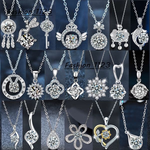 GRA Certification Wholesale S925 Sterling Silver 1CT Moissanite Sunflower Heart Pendant Necklace Collarbone Chain for Women Gift