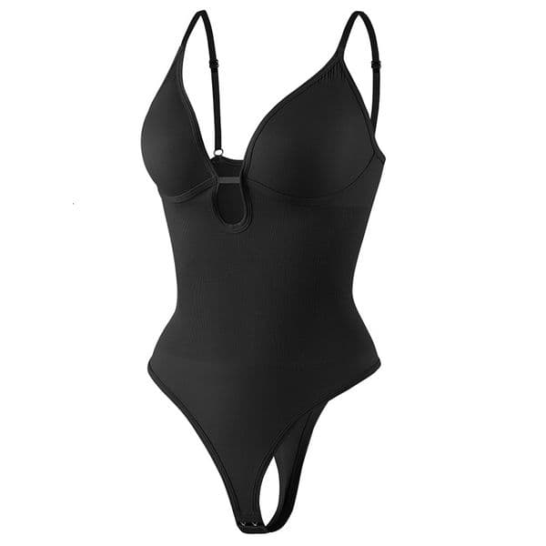 Fashion Exquisite Plus Size Seamless Shapewear Women's Shaping Deep V Backless Waist-Cinching Bodysuit Butt-Lifting Shaping Thong Bodysuit