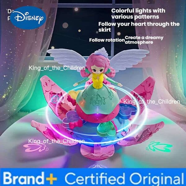 Disney Dreamy fairy princess electric girls love, colorful sound light rotating dance, toys and gifts that babies love H260205