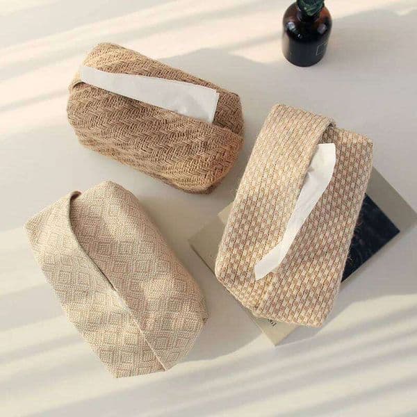 NEW Japanese-Style Jute Case Napkin for Living Room Table Tissue Boxes Container Home Car Papers Dispenser Holder 26Y0205